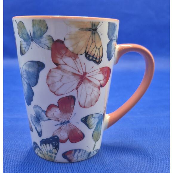 Beautiful Butterfly Oversized Mug Melon Interior 18oz 4.5" Market Square - Picture 1 of 8
